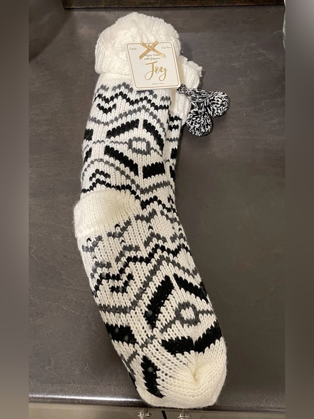Cozy Slipper Socks Sherpa Lined Non Slip Gripper Winter Cabin One Size NWT